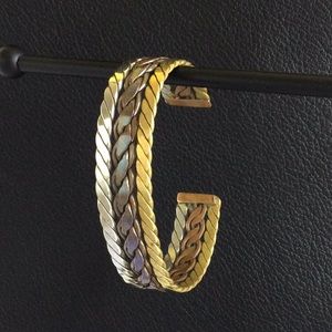 Vintage Mixed Metal Braided Cuff Bracelet